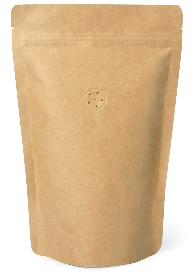 EverPack 50 Counts High Barrier Natural Kraft Paper Stand up Zipper Coffee Pouch Bag with One Way Degassing Valve (50, 12 OZ/340 Gram) - Image 1